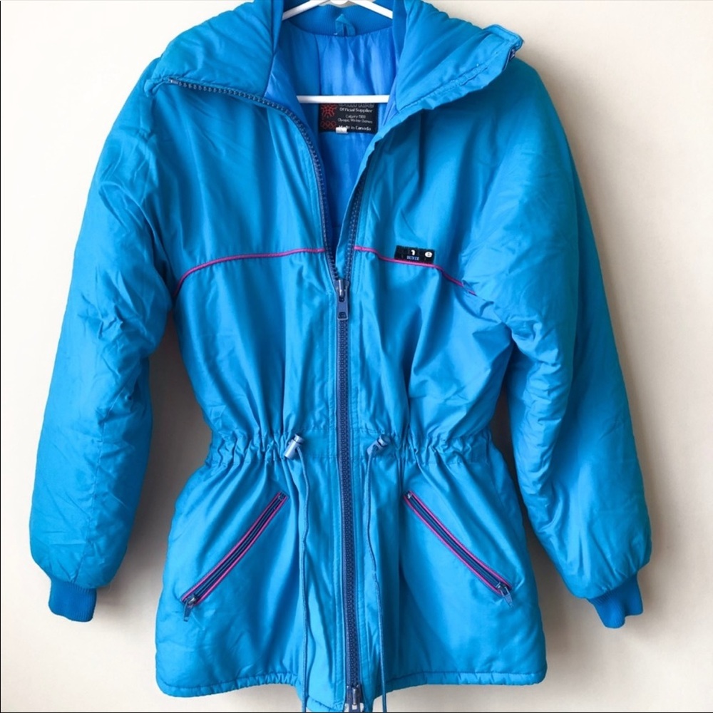 80s VINTAGE SUNICE OLYMPIC BLUE SKI PUFFER JACKET